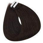 Full Shine Hair Extensions Real Human Hair Invisible Tape in Color Dark Brown 18Inch Straight Seamless Real Remy Skin Weft Tape in Extensions 20Pcs 50Grams Silky Hair Add Volume