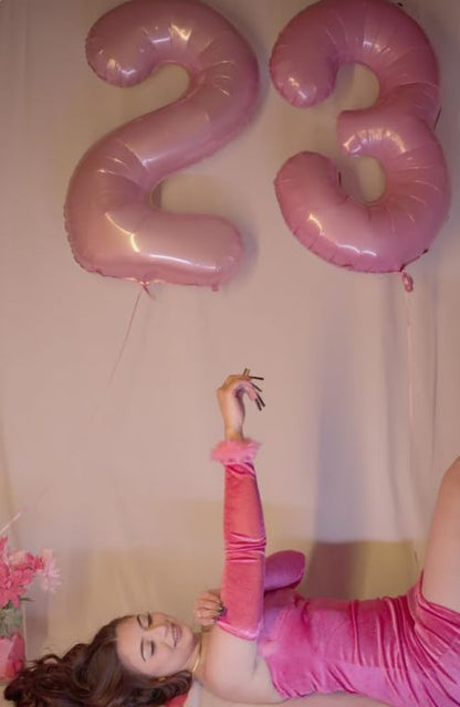 Digital Number 7 Pearlescent Pink Birthday Balloon 40 Inch, Foil Balloons - Image 7