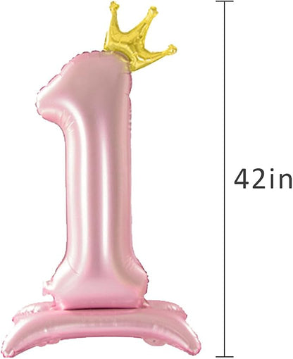 42 Inch Crown Pink Number Balloon, Number 0 Balloon - Image 5