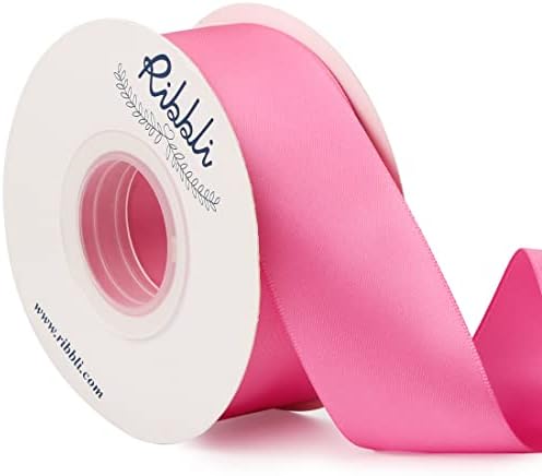 Ribbli Hot Pink Double Faced Satin Ribbon, 1-1/2” x Continuous 25 Yards by Ribbli