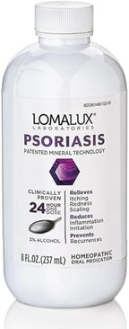 Loma Lux Psoriasis Relief Natural w/Minerals - Multi-Symptom Relief - Clinically Proven Treatment Dermatologist Developed for Psoriasis Vulgaris, Seborrheic Dermatitis, Scalp, Inverse Types - 8 Fl Oz