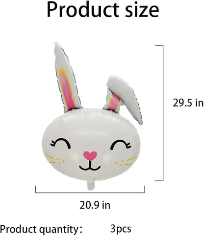 Bunny Balloons Easter Balloon Bunny Birthday Party Decorations Rabbit Head Foil - Image 2