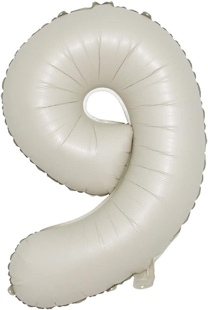 32 inch Cream Color Number Balloons 0-9 Large Digital Foil Helium Ball Girl by RUIANSI