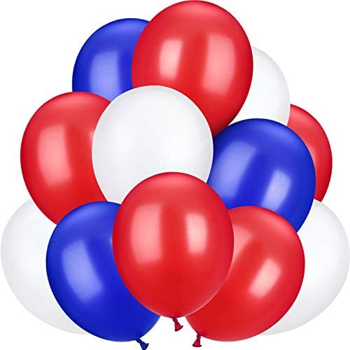 TecUnite 100 Pcs Red White Blue Latex Balloons 13 Inch Colorful Round Balloons - Image 7