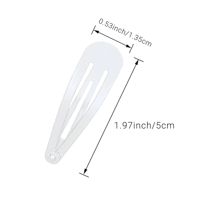 2 Inch White Hair Clips Barrettes Metal Snap Clips for Women Durable Water Drop Ideal Hair Accessories for Hairdressing Wedding and Everyday Use 20 pcs