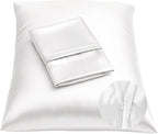 BLISSFORD Satin Pillowcase with Zipper for Hair and Skin Care, Feels Soft and Cool Like a Silk Pillowcase, White Satin Pillow Cases 2 Pack, Slik Pillow Cover, King Size - Set of 2