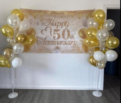 Leesoot 2 Sets 74inch Gold Floor Balloon Column Kit Stand - Image 6