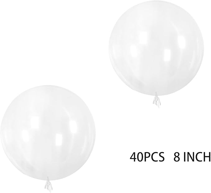 40 Pcs 8 Inch Bubble Bobo Balloons Round Transparent Balloon Family Party - Image 2