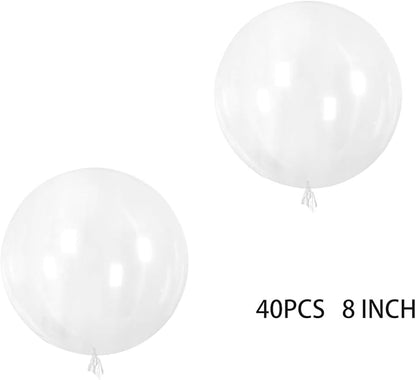 40 Pcs 8 Inch Bubble Bobo Balloons Round Transparent Balloon Family Party - Image 2