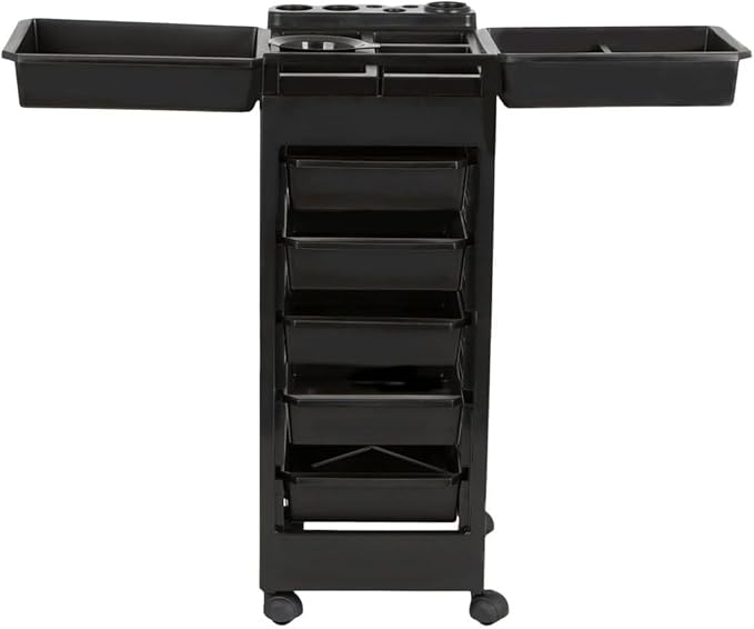 Buy-Rite Professional Salon Trolley Cart – MEI-3010 Rolling Utility Cart with 5 Removable Storage Drawers, Color Mixing Bowl & Tool Holster, Black, 33.5” Tall