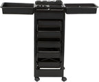 Buy-Rite Professional Salon Trolley Cart – MEI-3010 Rolling Utility Cart with 5 Removable Storage Drawers, Color Mixing Bowl & Tool Holster, Black, 33.5” Tall