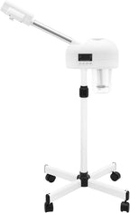 Professional Facial Steamer, 750W White Skin Care Equipment w/Wheels & LCD Panel, PTC Heating, 600ml Large Capacity Face Steamer Machine, Adjustable Height Hot Mist Steamer for Beauty Salon