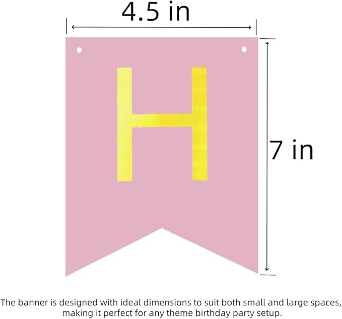 Happy Birthday Banner Pink Birthday Signs Party Supplies Garland Decorations - Image 2