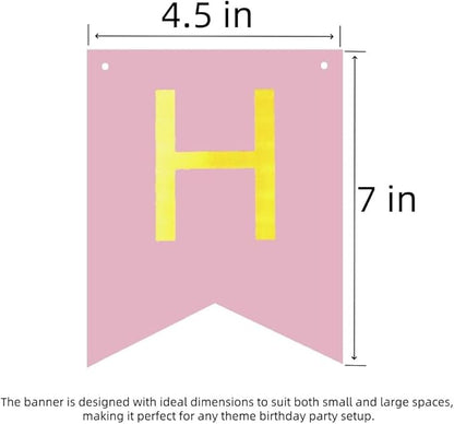 Happy Birthday Banner Pink Birthday Signs Party Supplies Garland Decorations - Image 2