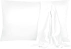 uxcell 2 Pack Silk Satin Pillowcase for Hair and Skin, Cool, Silky, Soft Breathable Pillow Cases King Size 20x36 Inch Sateen Pillowcase Snow White with Envelope Closure