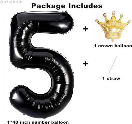 40 Inch Black Number Foil Balloons - Image 2