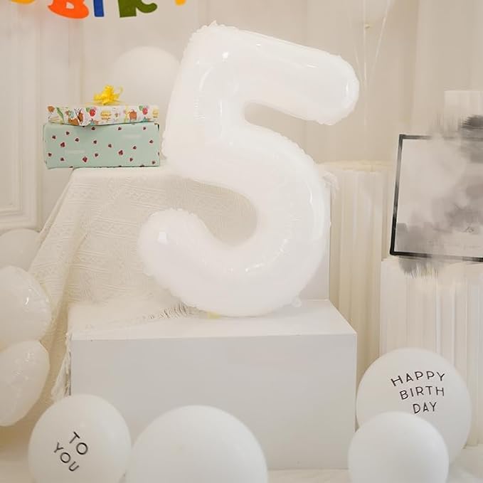 Number Balloons 5 Balloon White - Image 3