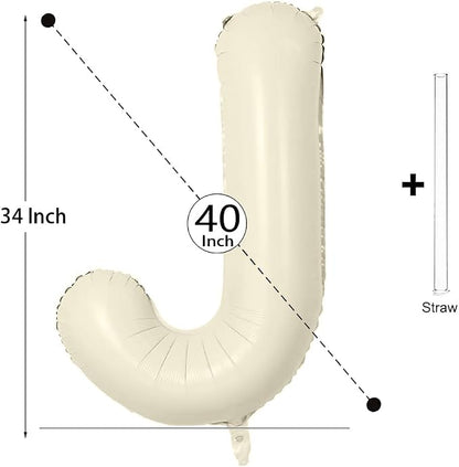 Letter Balloon 40Inch Cream White Big Alphabet Balloons Letter J | Giant Foil - Image 2