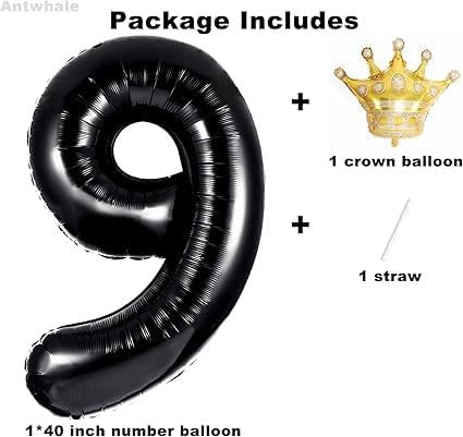 40 Inch Black Number Foil Balloons - Image 2