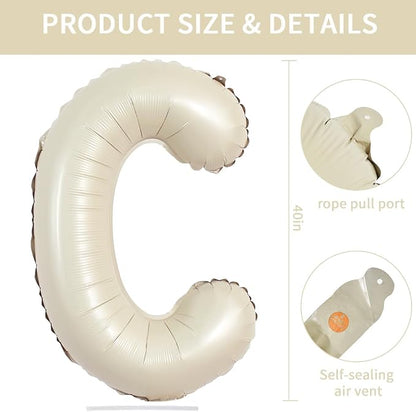 TONIFUL 40 Inch Large Cream White Letter C Balloons Giant Alphabet Letter - Image 2