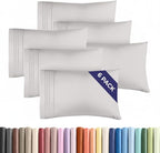 King Pillow Cases Set of 6 - Ultra Soft Hotel Quality Pillowcase Covers - Comfy, Cozy & Wrinkle Free - Shrink, Stain and Fade Resistant - Machine Washable Pillow Protectors - 6 Piece Set - French Grey