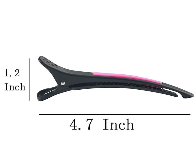 6Pcs/set Pinup Plastic Duck Bill Hair Clips for Sectioning Hair - Professional Non Slip Silicone band Clips Salon DIY Accessories Hairpins Hairgrip for Women(Blcak-Style1)