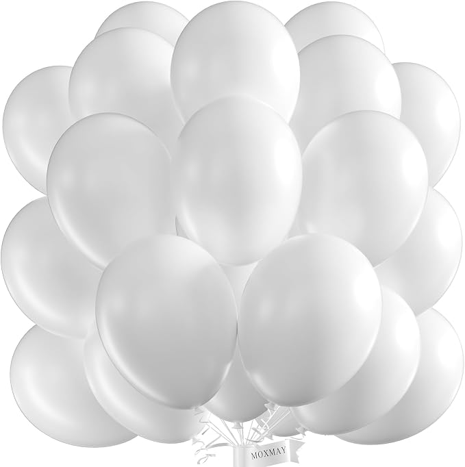 White Balloons 50pcs 12" Party Decoration Matte Latex Balloonfor Birthday by MOXMAY