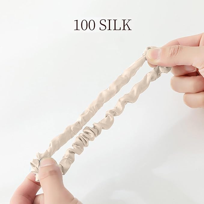 6PCS 100% Pure Mulberry Silk Hair Tie,Natural Silk Hair Scrunchie Worn on Trip, Party, Daily Life and Other Occasions, Suitable for Giving Yourself, Family and Friends Hair Accessorie(Combination 3)