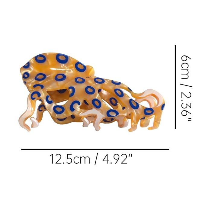 Cute Big Blue-Ringed Octopus Hair Clips,Novelty Acetate Octopus Element Claw Clip