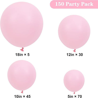 APLANET 150pcs Light Pink Balloons Different Sizes 18 12 10 5 Inch, Pastel - Image 2