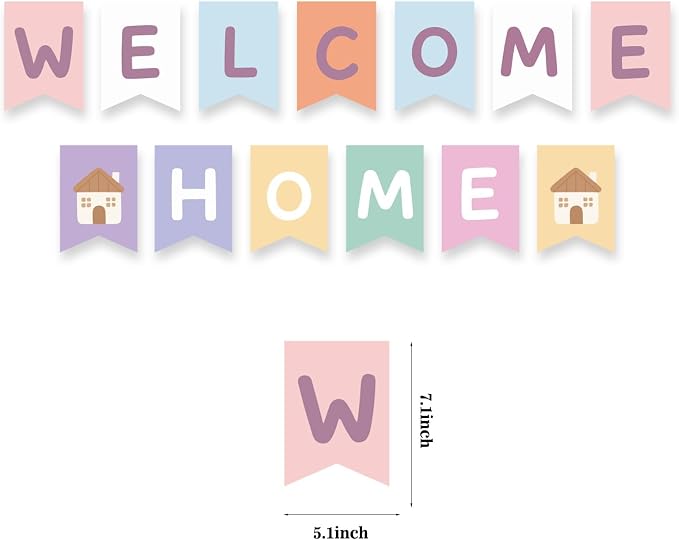 Welcome Home Banner, Colorful Paper Welcome Home Decorations - Image 2