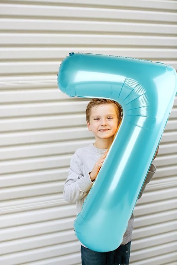 9 Balloon Number 40 Inch Pastel Blue Balloons - Image 4