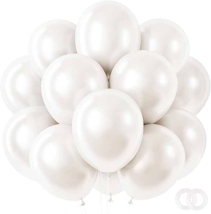 RUBFAC Pearl White Balloons 65pcs, 12 Inch Party Balloon by RUBFAC