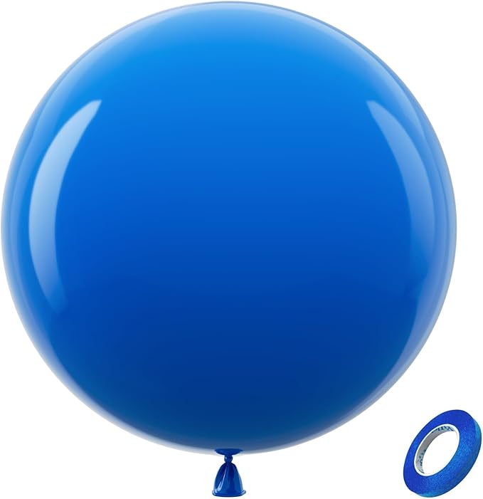 Bezente Royal Blue Latex Party Round Balloons 36 Inch 8 Pack | Matte Dark Blue by Bezente