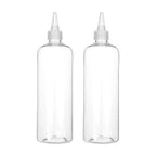 Hair Color Applicator, 16 Ounce Squeeze Bottle for Hair, PET Plastic Refillable With Clear Twist Top Cap - 2 Pack, Transparent