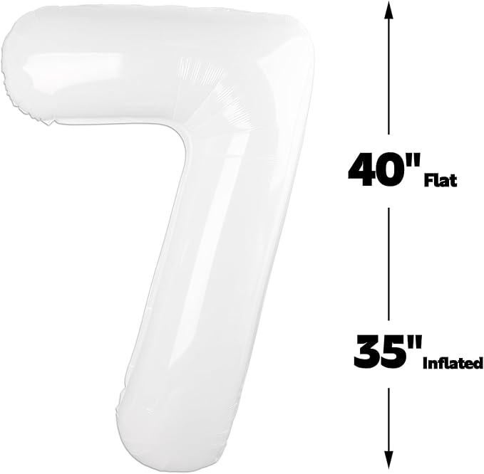 White Number 7 Balloon 40 inch, Balloon numbers party supplies, deco photo shoot - Image 2