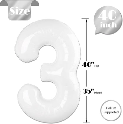 White Number 3 Balloon 40 Inch - Image 5