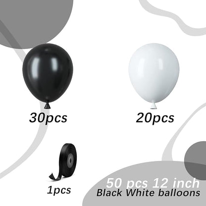Black and White Latex Balloons, Birthday Party Decorations - Image 2