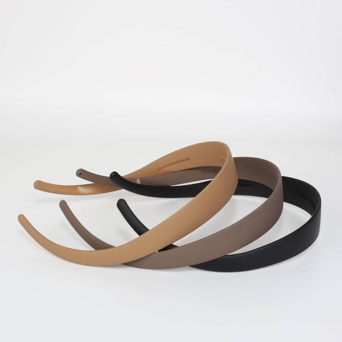 3 Pack Headbands Designed for Eyewear,Flex No Pressure Hairbands for Women Comfortable Plastic Headbands with Teeth Matte-Black,Khaki,Coffee