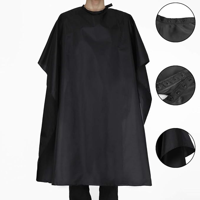 Black Waterproof Hair Salon Cape Professional Barber Cape with Metal Snap Closure Hair Cutting Cape (Black-8 Pack)