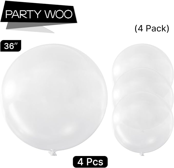 PartyWoo Clear Balloons 4pcs Transparent Latex Helium Balloons 36 Inch | - Image 3