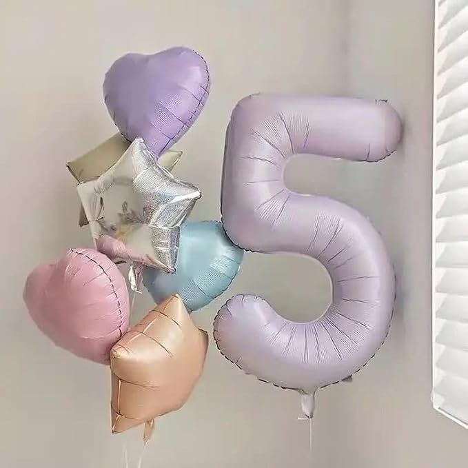 Number 7 Balloons 40 Inch for 7 17 Birthday Decorations, Cream Purple | Jumbo - Image 4