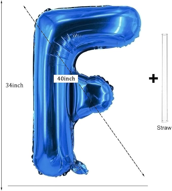 Letter Balloons 40 Inch Blue Giant Alphabet Balloons Letter F | Foil Mylar Big - Image 2