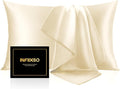 INFIIXSO Mulberry Silk Pillow Cases King Size Set of 2, Silk Pillowcase with Hidden Zipper 20"x36", Extraordinary Smooth and Soft Pillow Case for Hair and Skin(Ivory, 2 Pack)