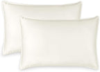 Queen Pillowcases by Pure Bamboo, Genuine 100% Organic Viscose Derived from Bamboo, Luxuriously Soft & Cooling, Double Stitching, Envelope Closure (2 Queen Pillowcases, Ivory)