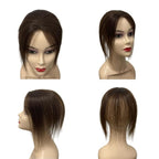 Anemone No Clips Human Hair Topper Piece Fringe Bangs for Women Wrap-Around Magic Paste with Invisible Lace for Natural Hair Loss Coverage (Dark Brown Lace Mid Bangs)