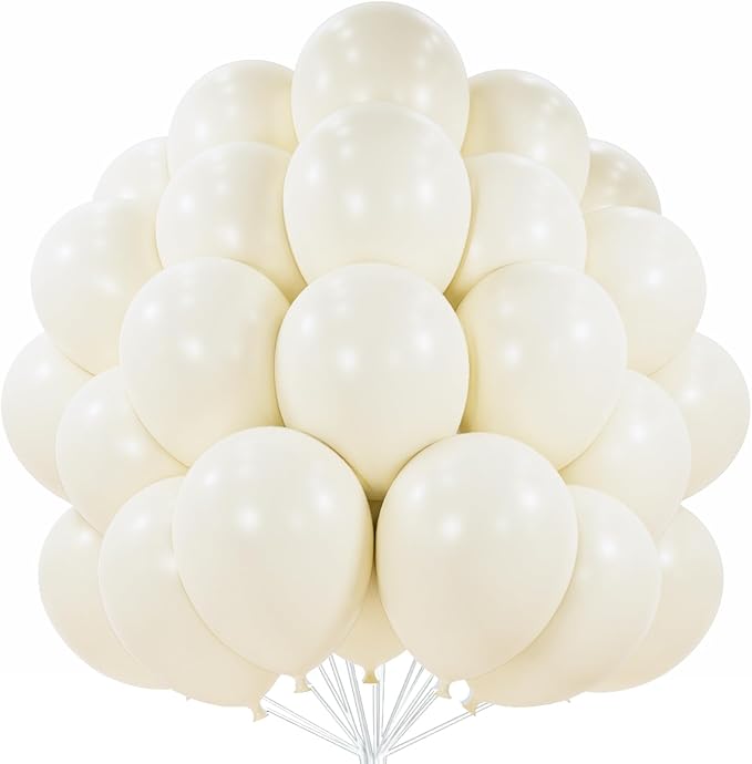 PartyWoo Beige Balloons 50pcs Cream Ivory White Color 12 Inch | Wedding Baby by PartyWoo
