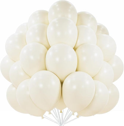 PartyWoo Beige Balloons 50pcs Cream Ivory White Color 12 Inch | Wedding Baby by PartyWoo