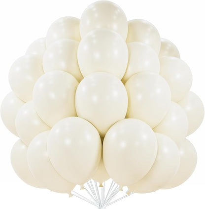 PartyWoo Beige Balloons 101pcs Cream Ivory White Color 12 Inch | Balloons by PartyWoo
