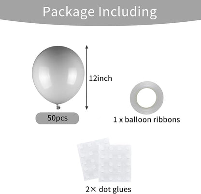 50pcs Gray Balloons, 12inch Gray Latex Balloons - Image 3